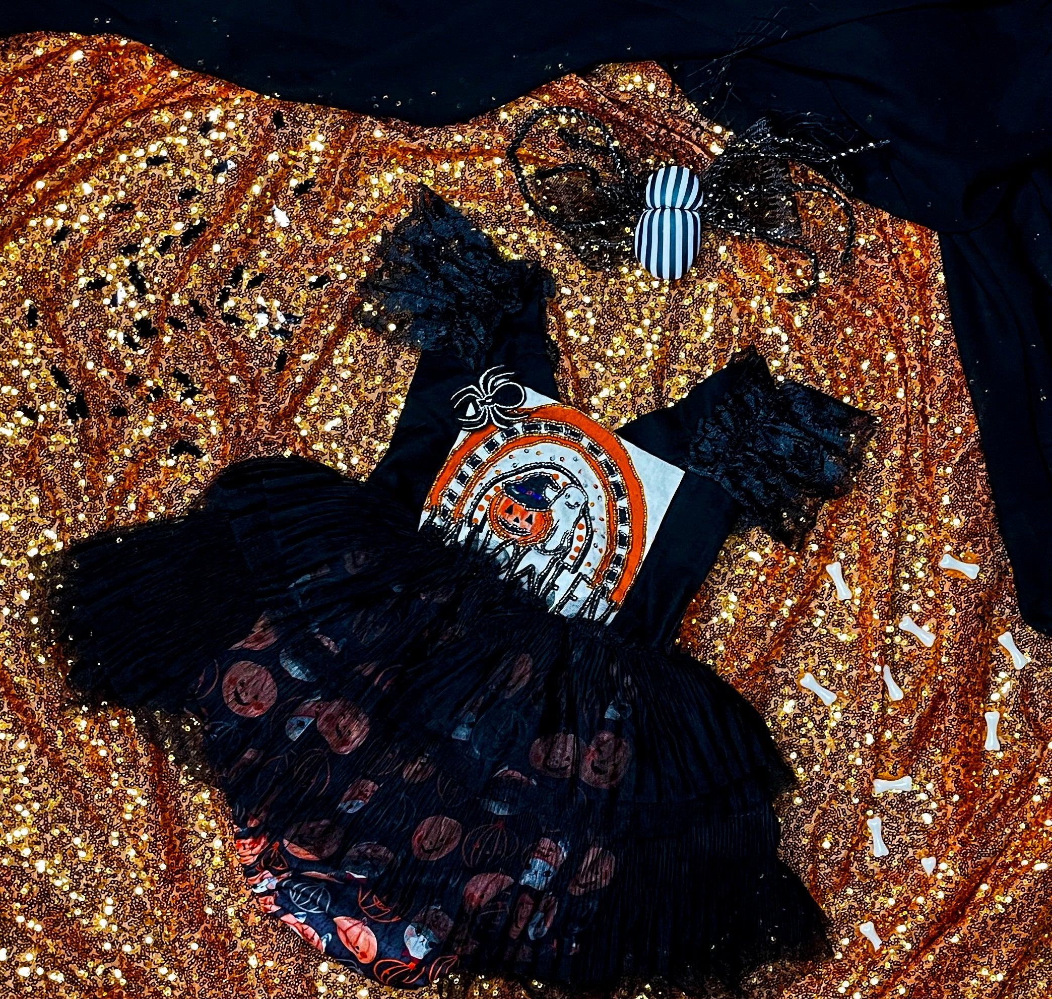 Beaded Halloween Romper Dress
